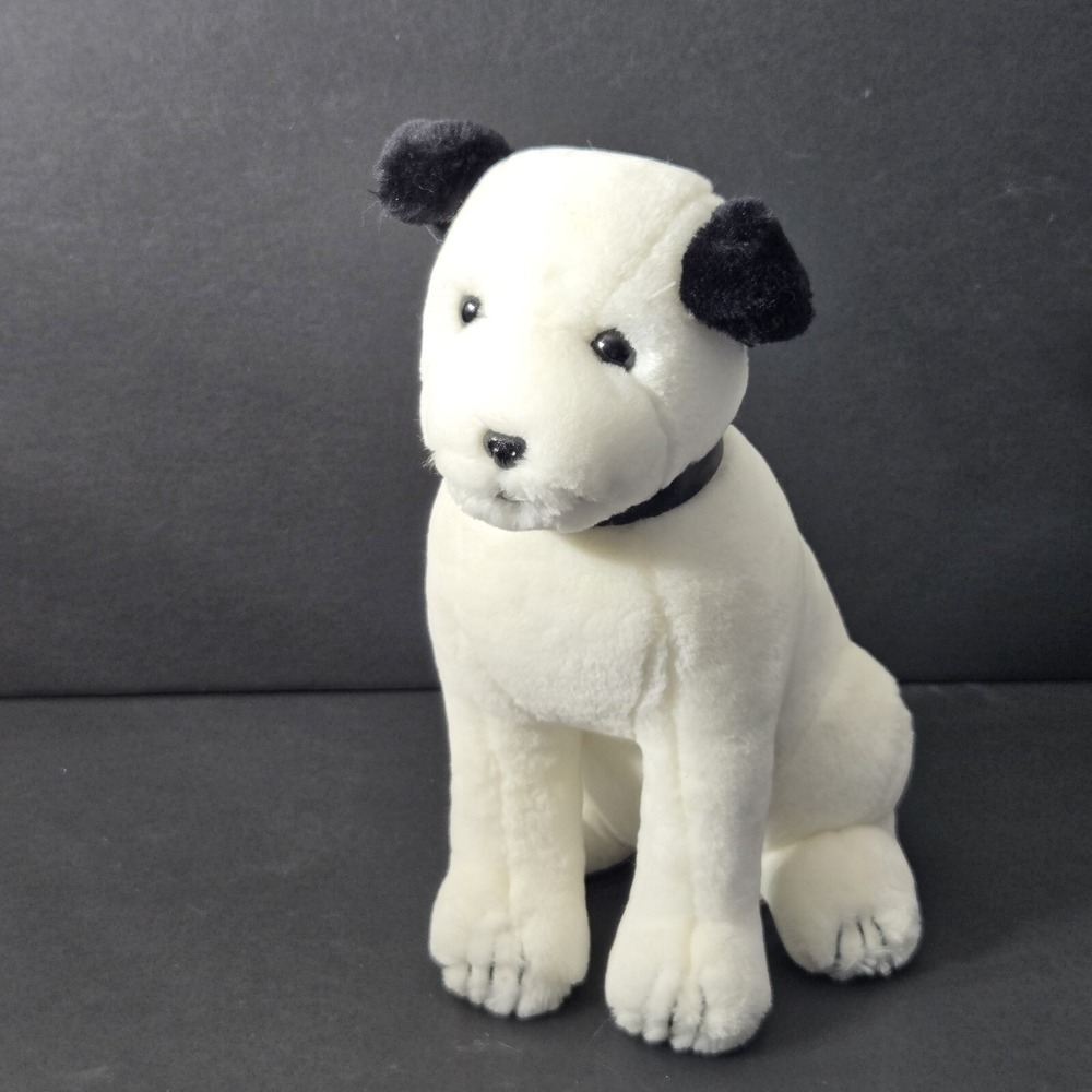 VINTAGE RCA Dog DAKIN Plush Nipper White Black Stuffed Animal Toy 11" 1992